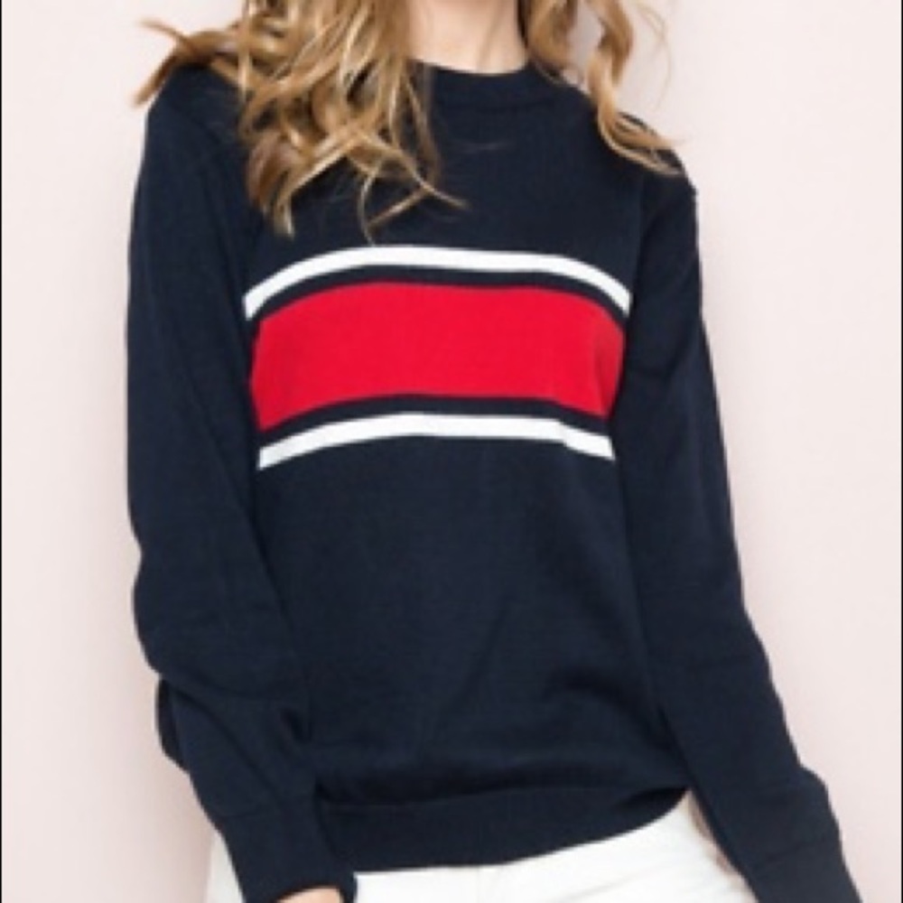 brandy Melville navy red stripe sweater